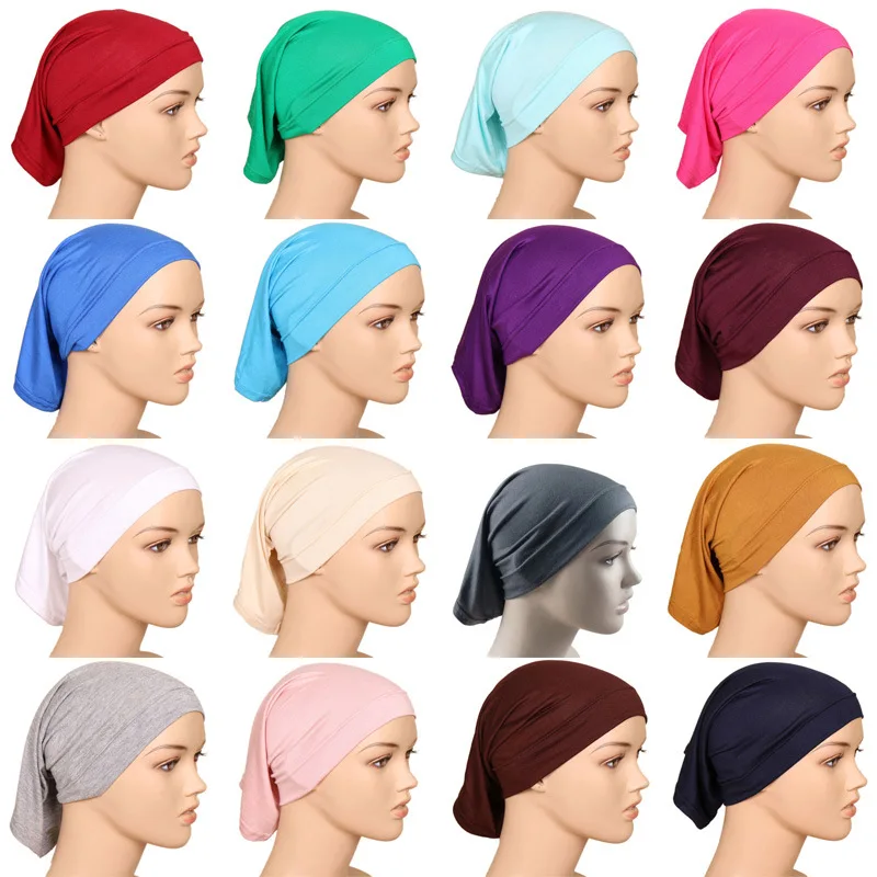 

Under Scarf Hijab Tube Bonnet Bone Chemo Hat Cotton Head Cover Inner Caps Women Muslim Inner Hijabs Cap Underscarf turban mujer