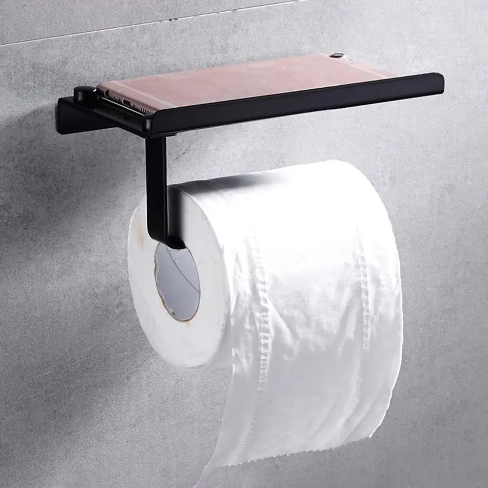 

Bathroom Toilet Roll Paper Holder Wall Mount Stainless Steel Bathroom Paper Phone Holder Household Large Bearing Capacity Tool
