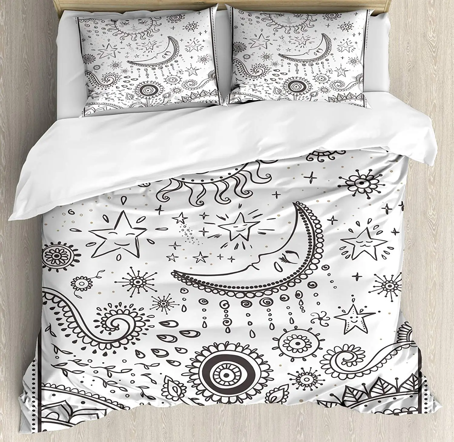 Солнце и луна пододеяльник набор восточные мандалы вдохновенный дизайн