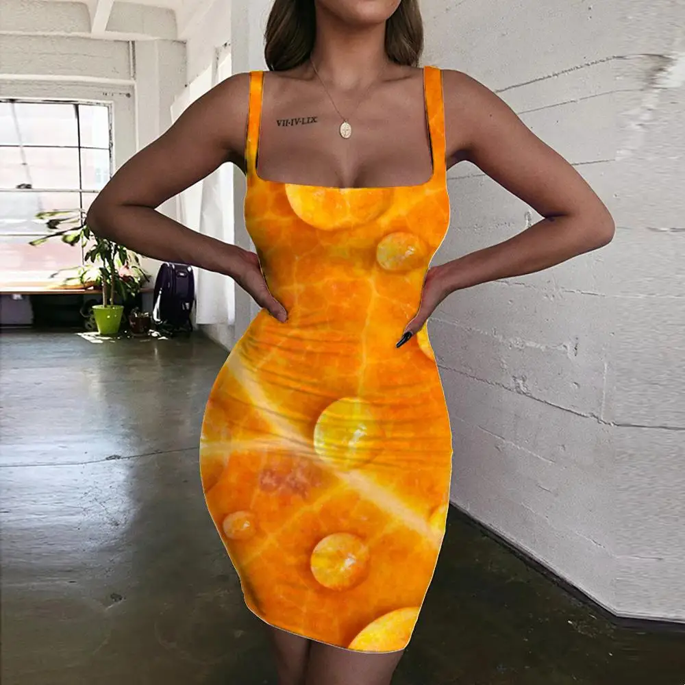 

Giyu Brand Leaves Dresses Women Orange Ladies Dresses Graphics 3d Print Harajuku Sundress Womens Clothing Party Vintage Boho