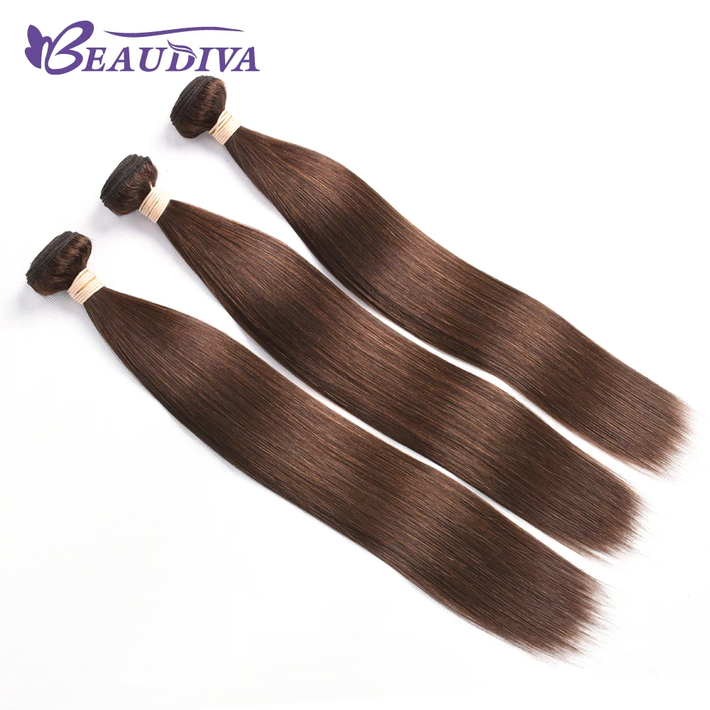 Beaudiva ухо до уха Кружева Фронтальная Закрытие 13X4 часть с 3 шт.#4 цвет бразильские прямые волосы remy пряди