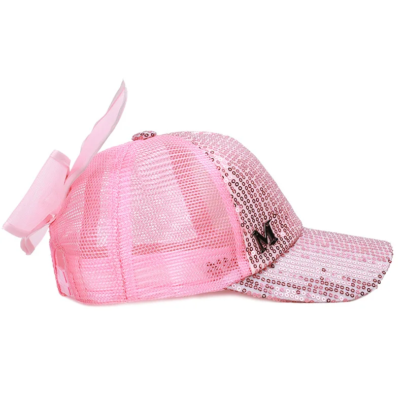 Милая шляпа с бантиком для девочек бейсболка девочки расшитая блестками 50 54