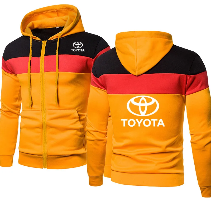

Spring Autumn Men Clothing Toyota Car Logo Printing Casual Men's Zip Jacket Splicing High Quality Cotton Men's jackets