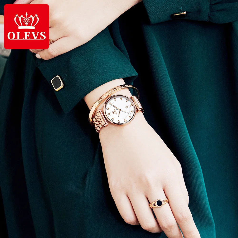 OLEVS 2022 New Fashion Luxury Women's Watch Set Waterproof Automatic Date Quartz Watches Ladies Top Brand Female Wrist Watch enlarge