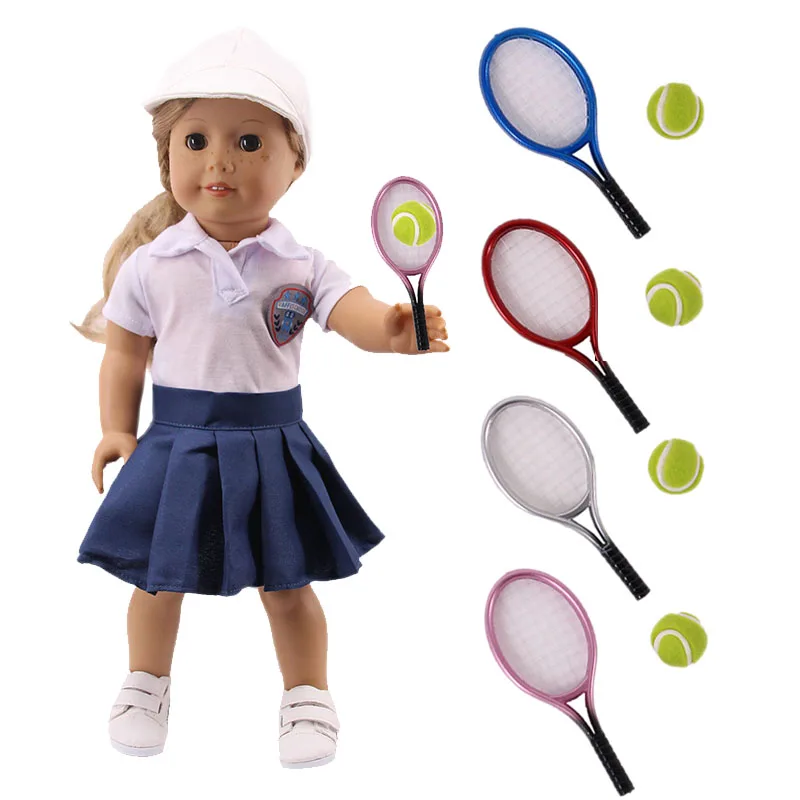 

LUCKDOLL Doll Accessories Tennis Racket Tennis Sports Equipment Kid Children's Best Gift For 18 Inch American Doll And 43CM Doll
