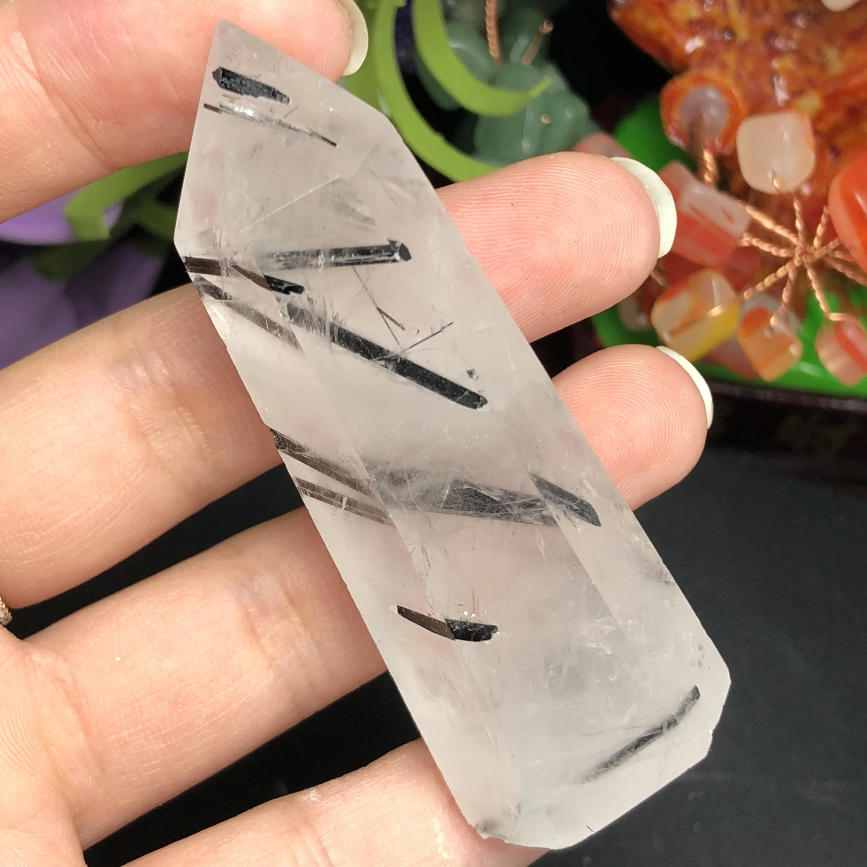 2 шт. натуральный белый и черный турмалин кристалл одноострый столб красивая