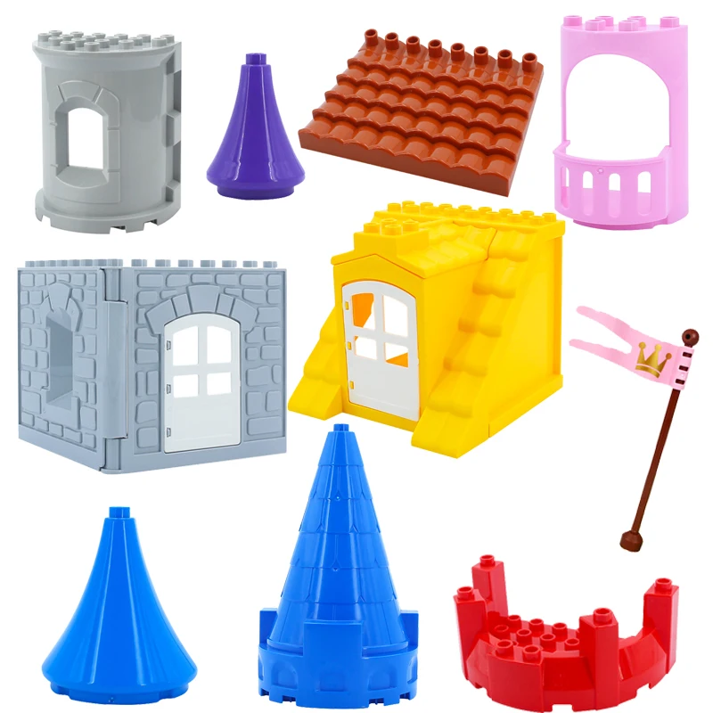 Большой размер Duploinglys Набор фигурок замка мир динозавры аксессуары для животных