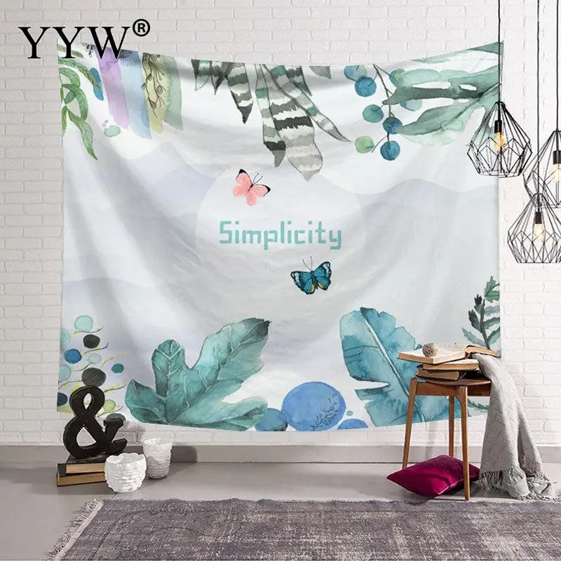 Nordic Wall Tapestry Background Cloth Decor Polyester Antifouling Macrame Curtain Tapestries Green Plant Carpet | Дом и сад