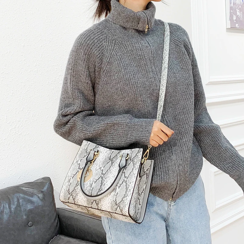 

OLD TANG High Quality Pu Leather Serpentine Handbags Bag for Women 2021 New Winter Ladies Shoulder Messenger Bag Sac A Main