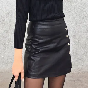 Colorfaith 2022 искусственная кожа Egirl пуговицы А-силуэта элегантная женская упаковка Хип-хоп корейская мода весна лето женские мини юбки SK8702