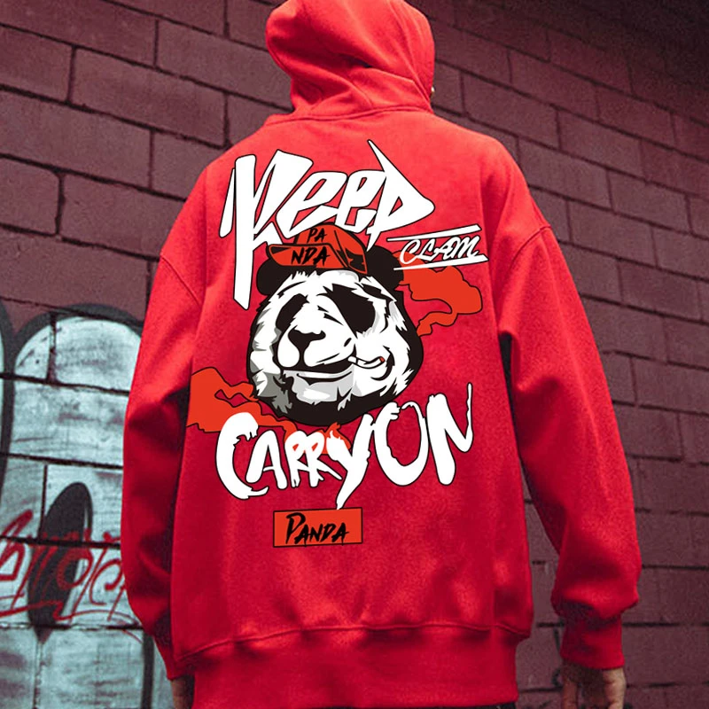 

My-Love Chinese Style Hip Hop Hoodie Pullover Men Sweatshirt Panda Cartoon Winter Warm Hoodies Fashion Trend Streetwear Cool Men