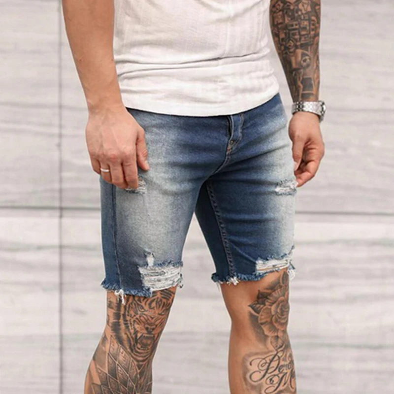 

MoneRffi Men Shorts Jeans Short Pants Destroyed Skinny Jeans Vintage Summer Ripped Pant Frayed Denim 2021 Fashion Plus Size 3XL