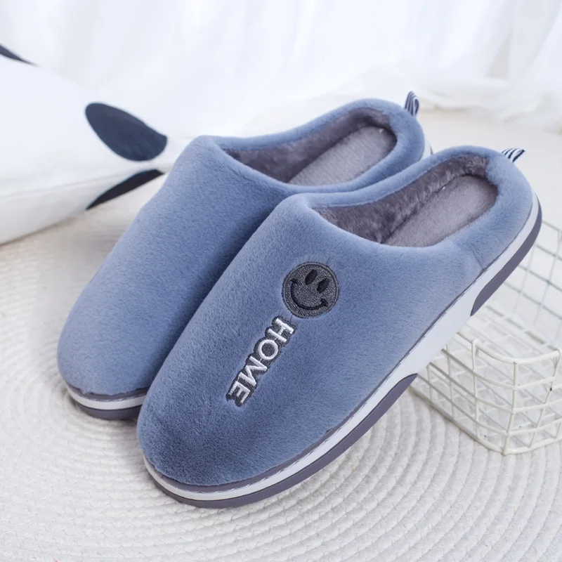 

2021 New Fashion Men Home Slippers Warm Rabbit Wool Anti Slip Couples Cotton Shoes Comfortable Thick Bottom Male Casual Shoes