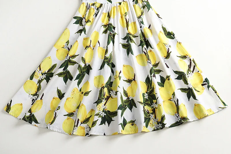 Big Size 4XL Lemon Print Summer Vintage Dress Sleeveless Cotton Women Pin Up Retro Dress Elegant Party Vestidos Office Dresses images - 6