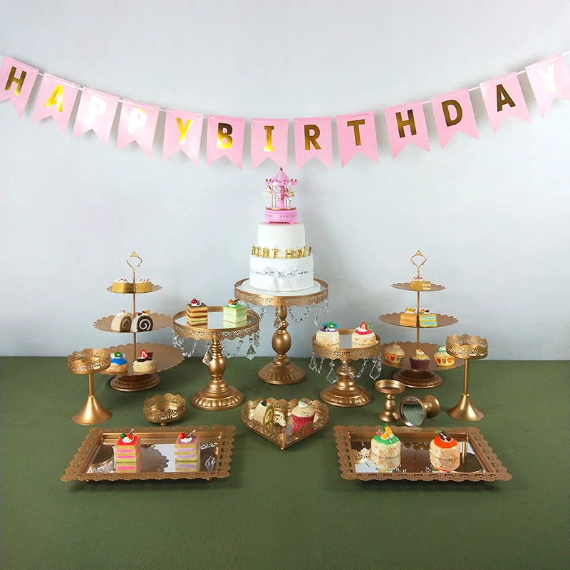 1-15 шт Золотой зеркальный стенд для торта набор круглых металлических