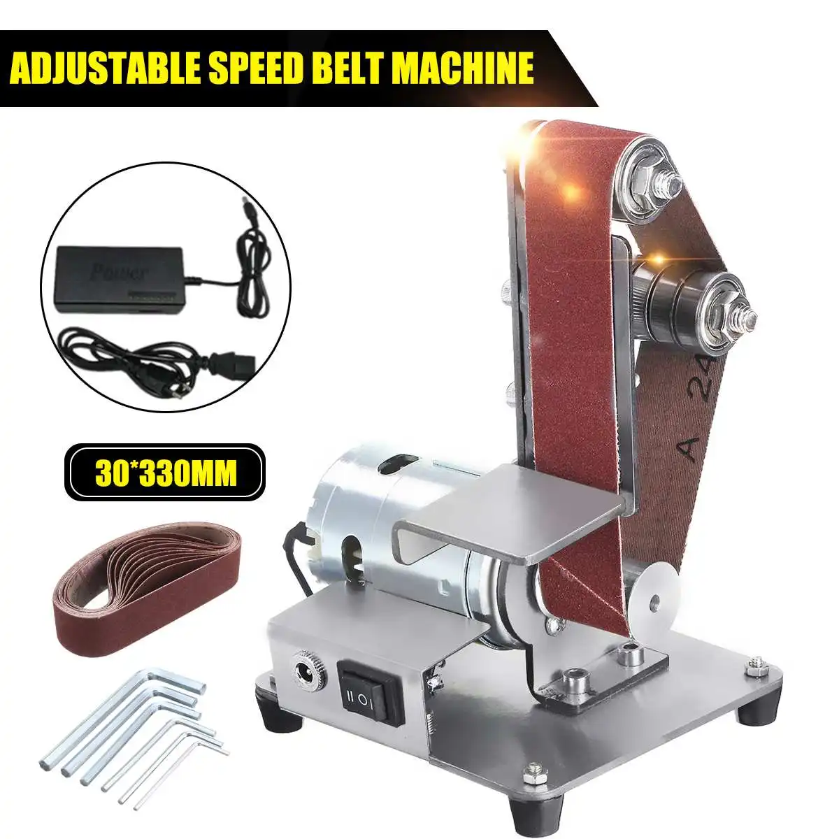 Мини электрический ленточный шлифовальный станок 350 Вт абразивный полировщик