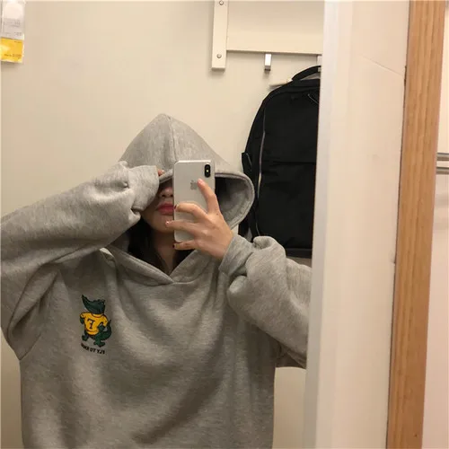 Повседневные женские толстовки из плотного бархата с карманом и принтом