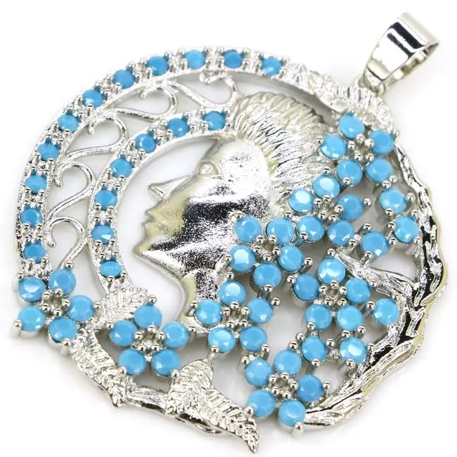 2018 новый дизайн подвеска в виде Большой Луны богини голубой бирюзовый