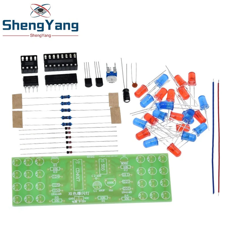 Комплект светодиодных электронных светильников NE555 CD4017 IC красные синие