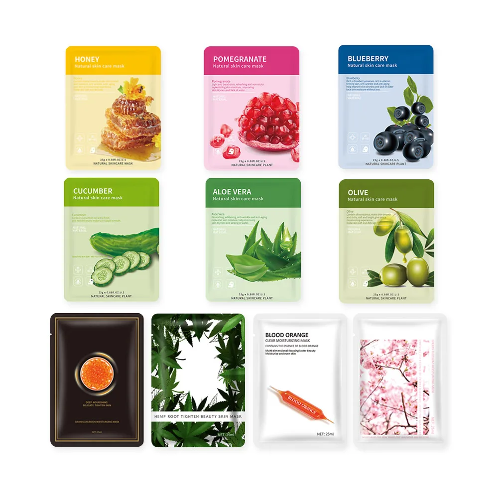 

Fruit Moisturizer Face Mask Skin Care Sheet Mask Sets Oil-Control Anti-Aging Depth Replenishment Whitening Face Mask