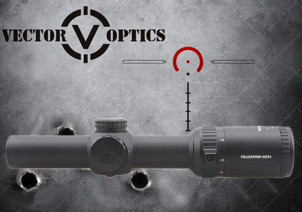 

Vector Optics Thanator 1-8x24 CQB Long Eye Relief Rifle Scope 1/10 MIL Low Profile Turret Illuminated Dot Retile with 30mm Mount