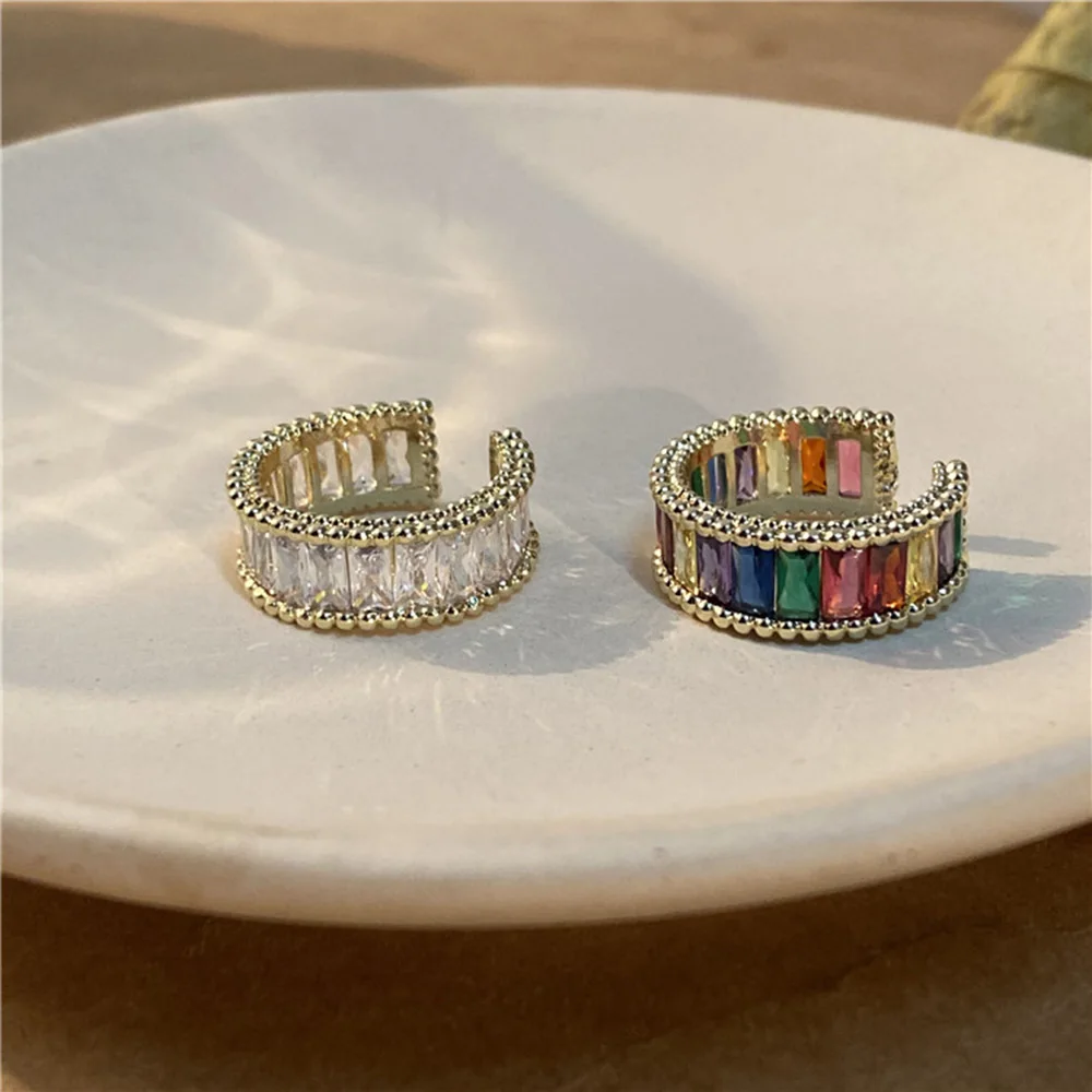 

Niche Rainbow Flash Diamond Party Ring Women Opening Adjustable Temperament Simple And Versatile Party Index Finger Lady's Ring