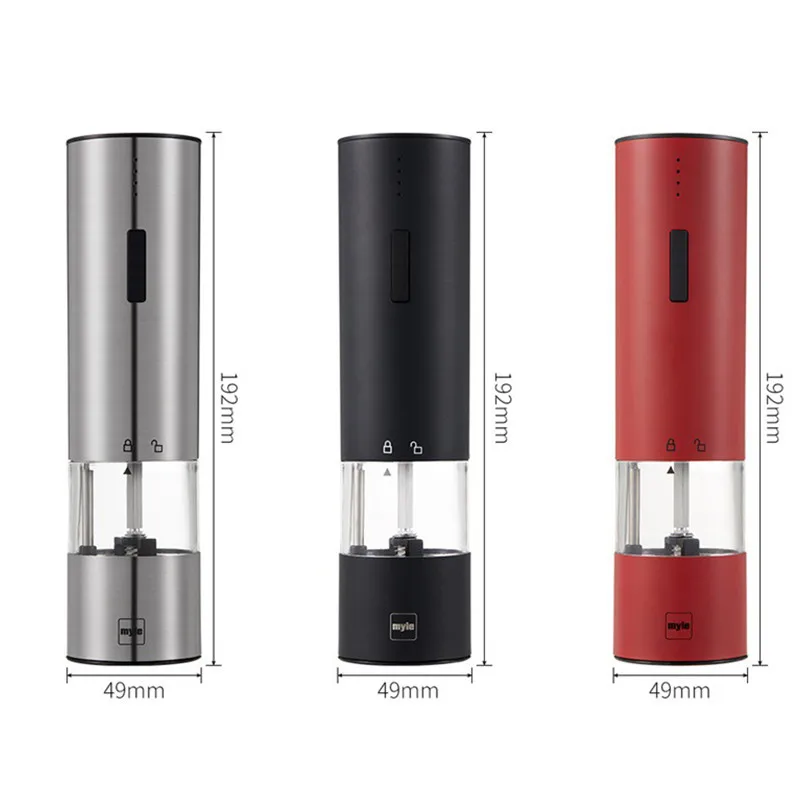 

Electric Salt Pepper Grinder With LED Light Stainless Steel USB Charging Automatic Spice Grinding Mill Kitchen Cooking Tool