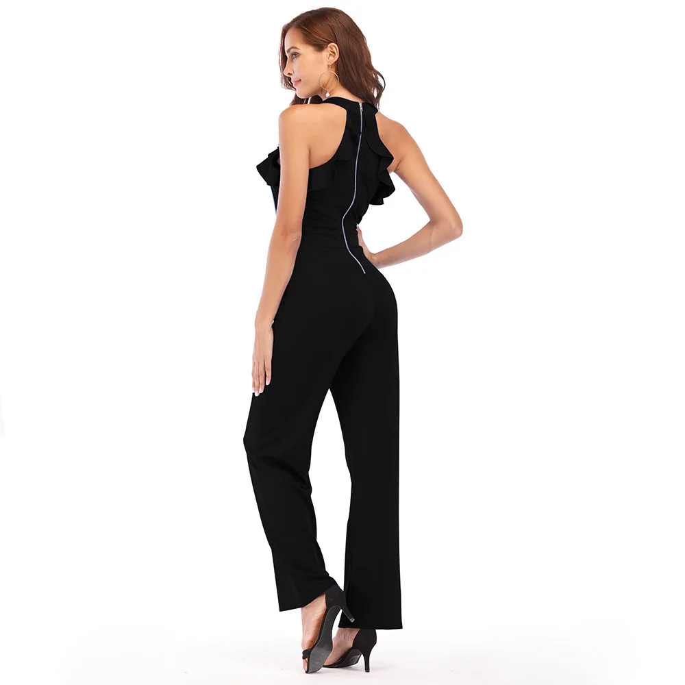 Облегающий Повседневный однотонный комбинезон Комбинезоны для женщин 2018 с