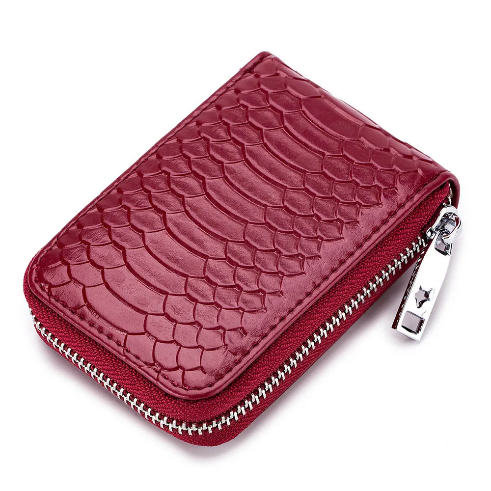 wine red 7148 CICICUFF RFID Блокировка кредитный держатель для карт из натуральной кожи Органайзер бизнес дорожная сумка для карт для женщин и мужчин на молнии маленький кошелек - Цвет: wine red 7148