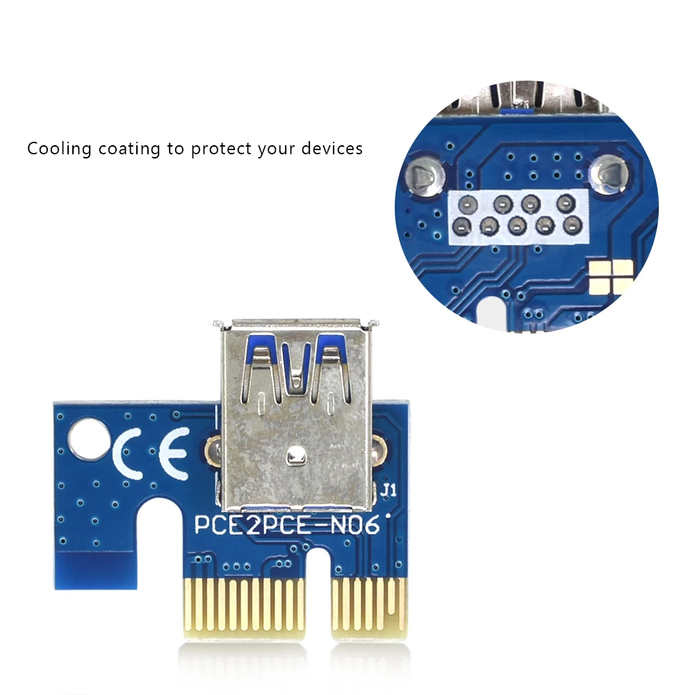 TISHRIC новейший gpu PCIE PCI-E Райзер 008C карта PCI E X16 Express 6Pin для SATA 1X 16X USB3.0 удлинитель