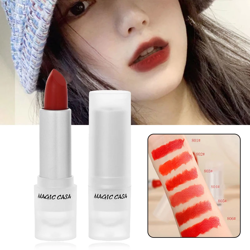 

Matte Velvet Lipstick with Round Tube Design Portable Long Lasting Moisturizing Non-Stick Cup for Daily Life