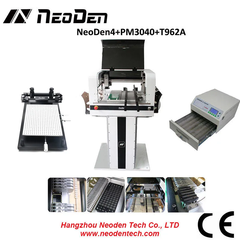 Neoden4 с рельсами + Трафаретный принтер печь для оплавления T962A SMT производственная