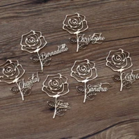 rose wooden name tag romantic name place setting place cards personalized laser cut names wedding gifts for guests