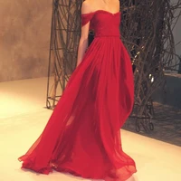 cheap customized vestido de noiva red floor length party off shoulder boat neck chiffon prom formal gown 2018 bridesmaid dresses