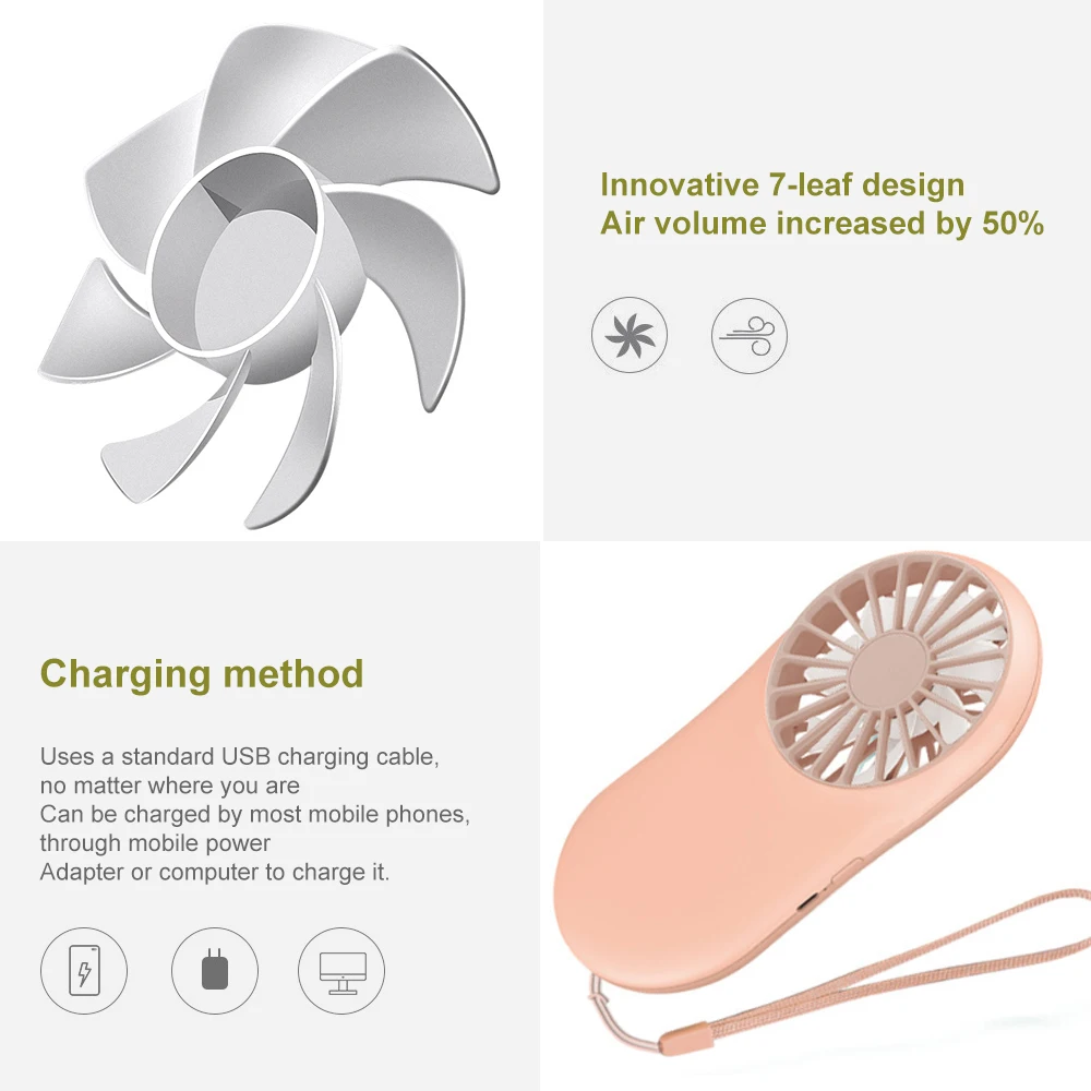 Летний кулер портативный вентилятор ручной USB перезаряжаемый Мини Складной для