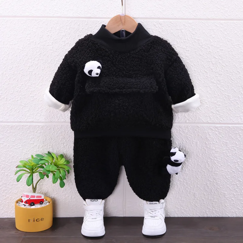 

LZH Baby Clothes 2022 New Cute Autumn Winter Thicken Boys Outfit Baby Girl Long-Sleeve Top + Pants Casual 2-Piece Kids Tracksuit