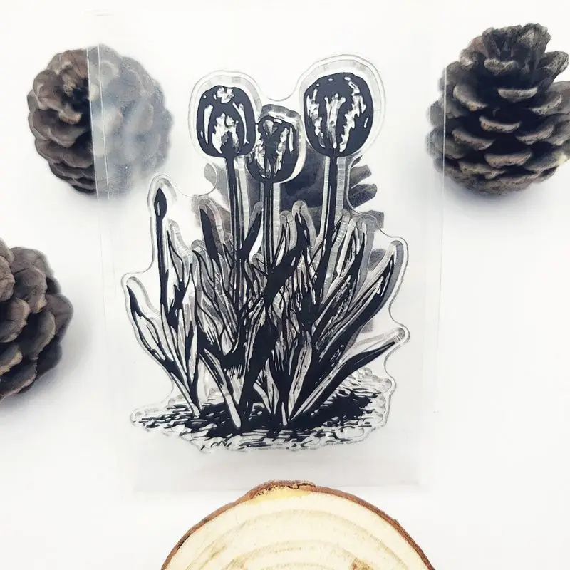 Силиконовая прозрачная печать тюльпана штамп сделай сам скрапбукинг рельефная