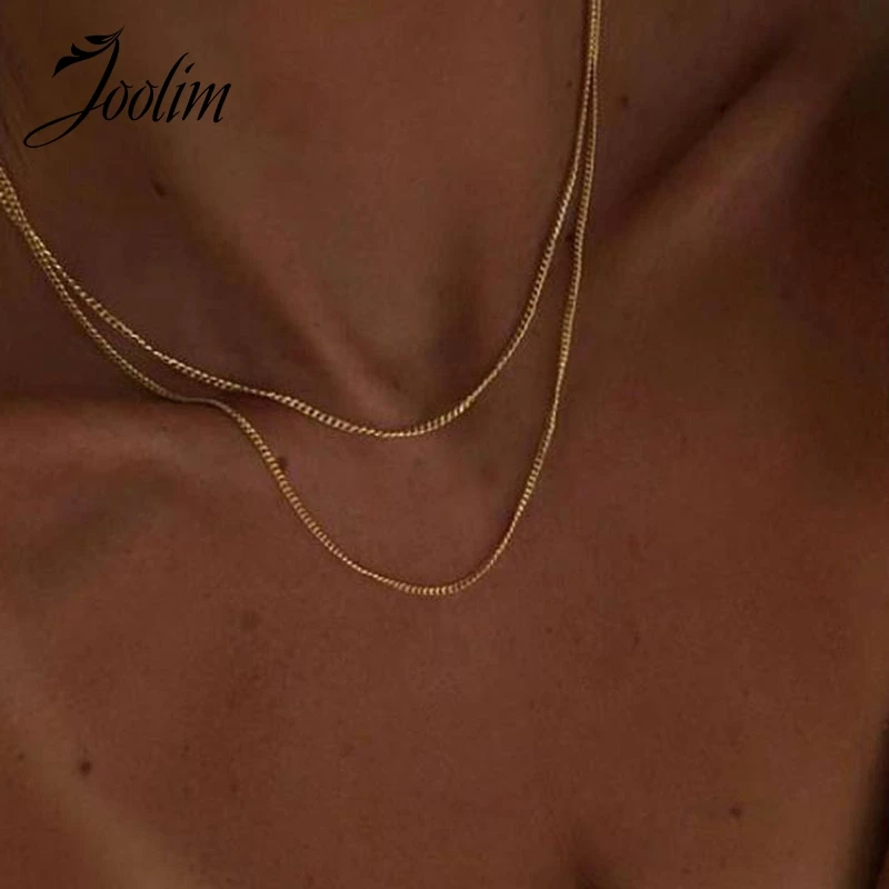 

JOOLIM Stainless Steel Dainty Chain Necklace 2 Rows Necklace