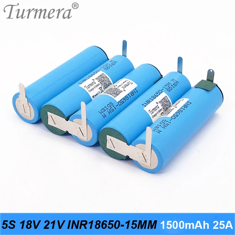 

5s 18v 21v аккумулятор 18650 pack inr18650-15mm 1500mah 25a сварочная батарея для отвертки батареи и пылесоса под заказ