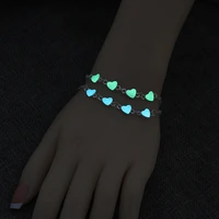 glowing in dark luminous blue girl ankle bracelet anklet star charm tassel light body jewelry for birthday gift