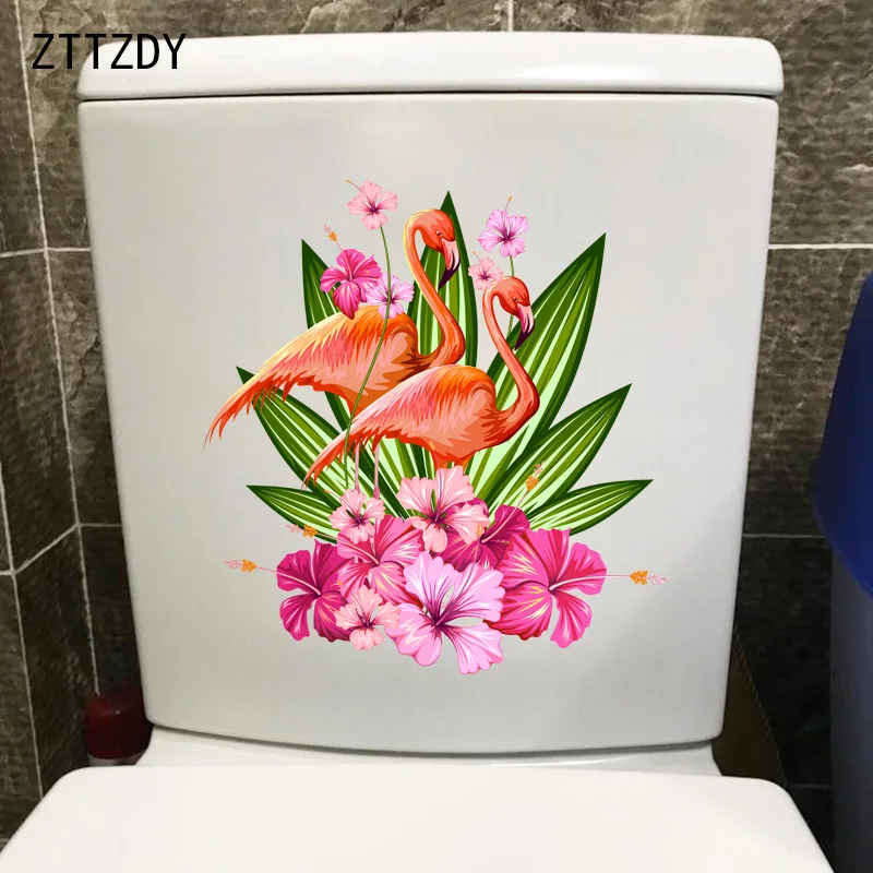 

ZTTZDY 21,5 см × 23 см мультфильм рисованной Фламинго детской Комнаты Настенный декор дома WC Туалет Стикеры T2-0923