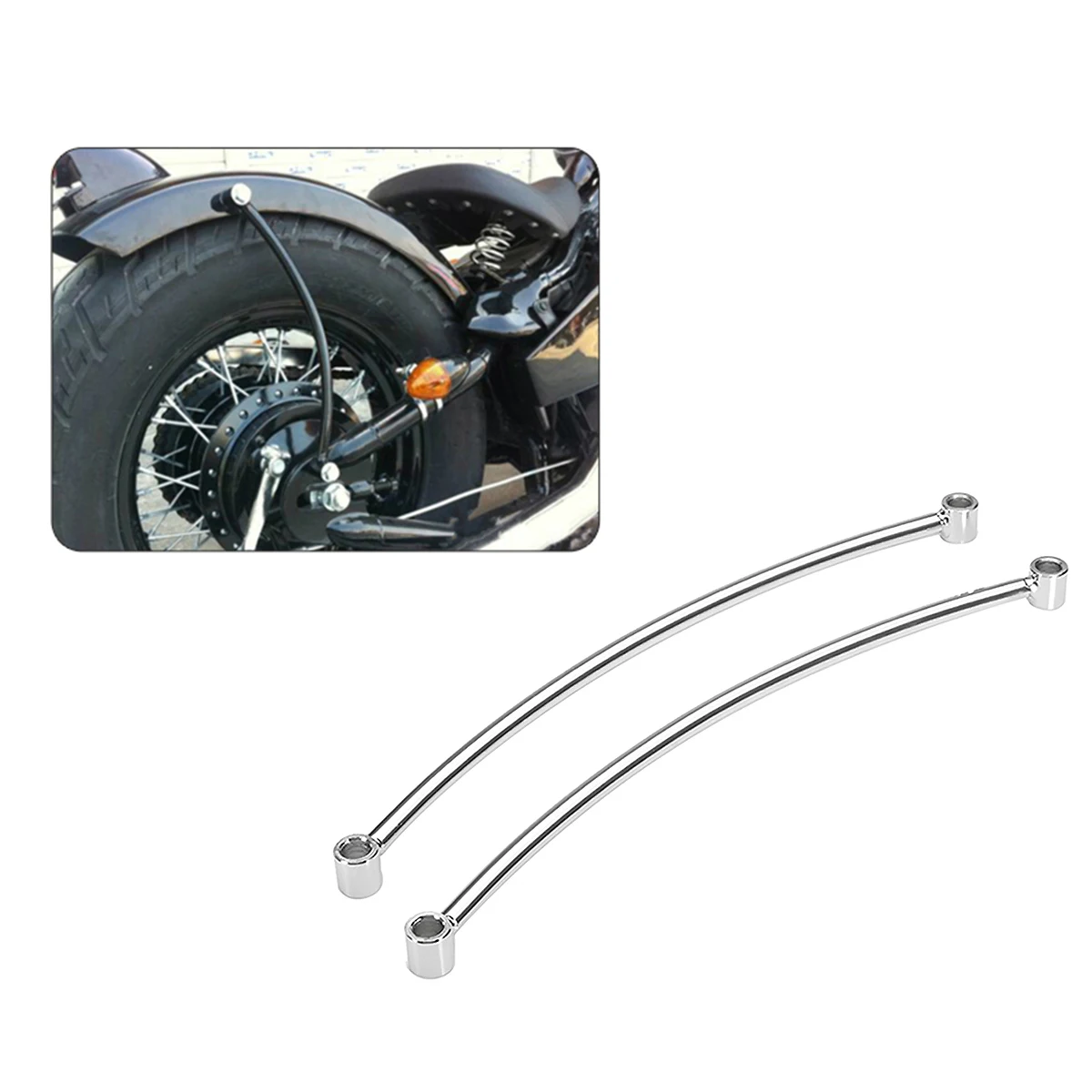 

Pair Rear Fender Rail Support Bracket Mount Holder for Harley Cruiser Cafe Bobber - Silver