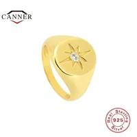 canner 925 sterling silver luxury glossy round octagonal star diamond ring for women ladies rings silver 925 jewelry anillos