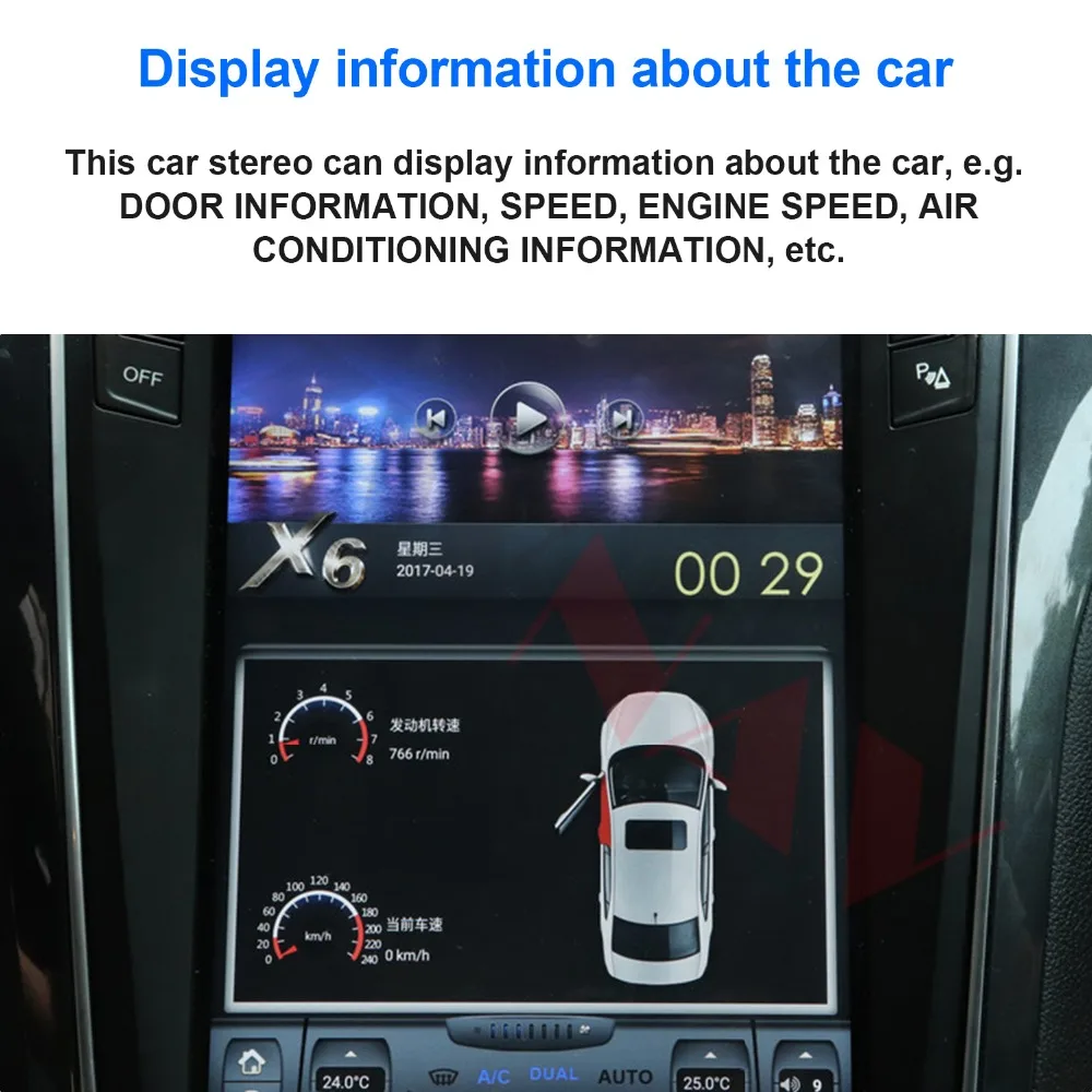 PX6 4GB RAM Tesla style Android 9.0 Car GPS Navigation For Ford Explorer 2011+ Auto A/C head unit multimedia radio tape recorder