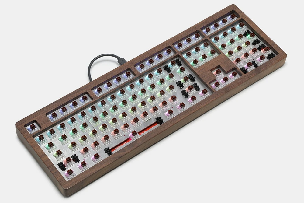 AOPO 108 механическая клавиатура с деревянным чехол на заказ светильник rgb type c usb с программным обеспечением программируемый переключатель горячей замены