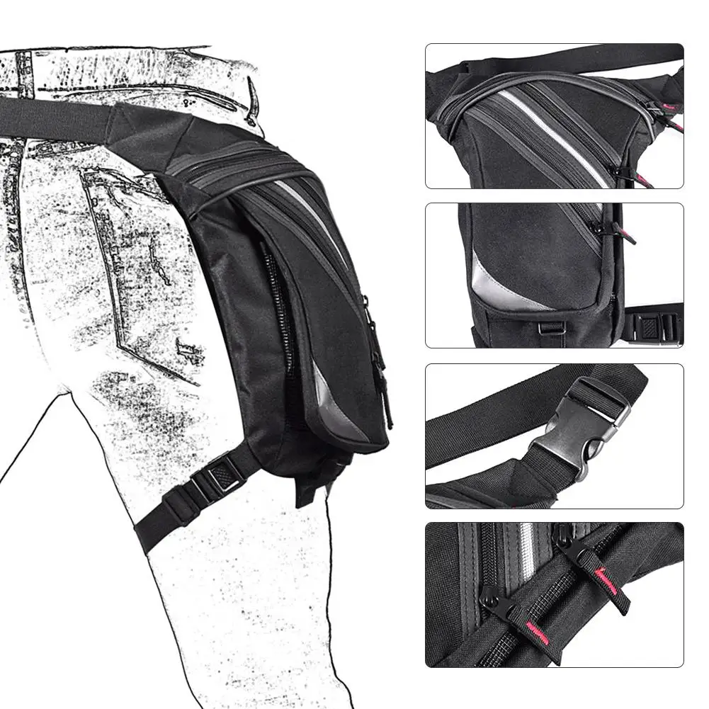 

Motorcycle Leg Bag Waist Pack Belt 2 Layers Waterproof Oxford Motorbike Bag for Riding Travel Hiking
