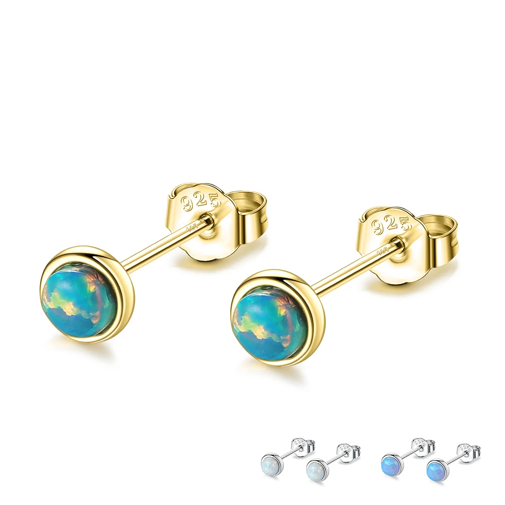 

925 Sterling Silver Fire Opal Stud Earrings For Women Elegant Small 3 Color Earing Anniversary Fine Jewelry Gift On Sale