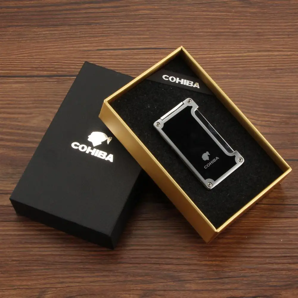 COHIBA зажигалка, сигарета, аксессуары для автомобиля, газовые зажигалки с сигарой, подарочная коробка