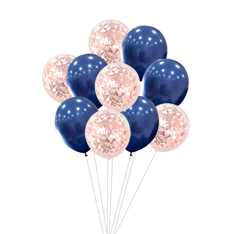

10pcs Navy Blue and Pink Paper Scrap Balloon 12inch Balloons with Gold Confetti For Wedding Birthday Baby Shower Party Supplies