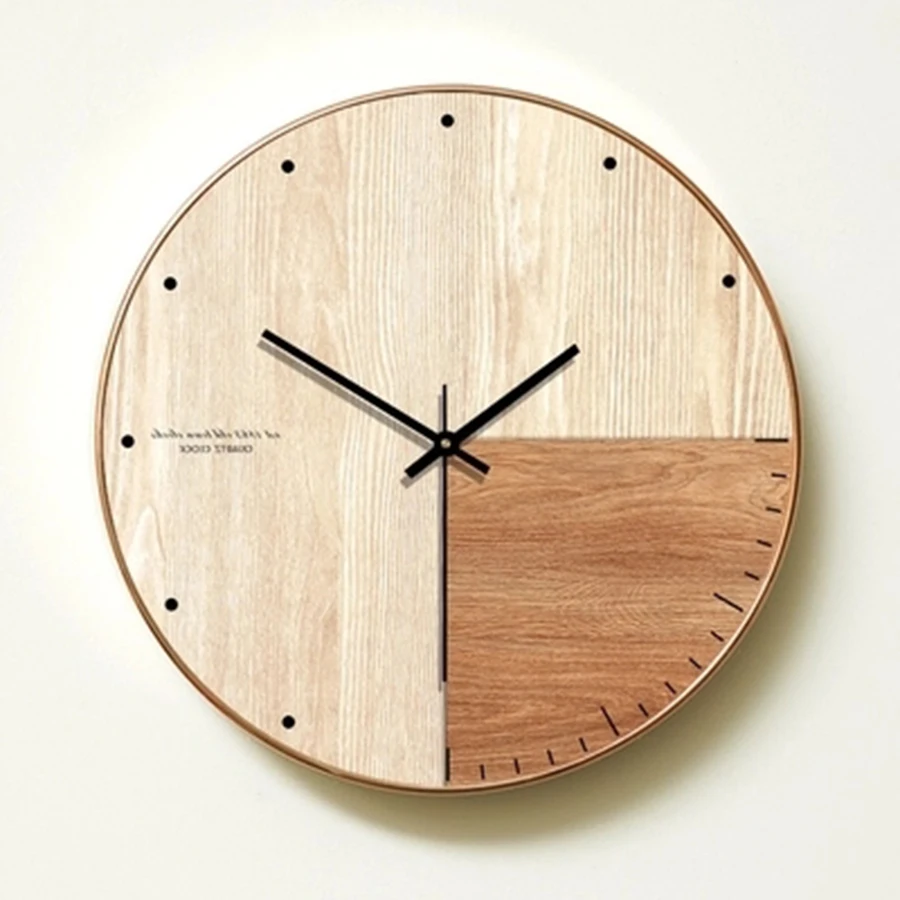 Скандинавские простые домашние креативные настенные часы деревянные бесшумные